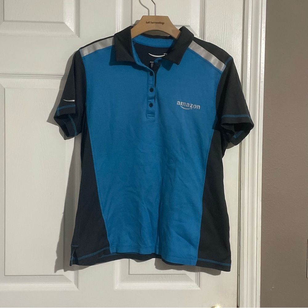 Amazon Active Polo Shirt Women’s Blue Short Sleeve Driver Uniform Size XL